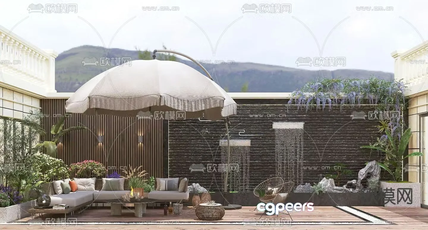 Villa courtyard garden 3d model