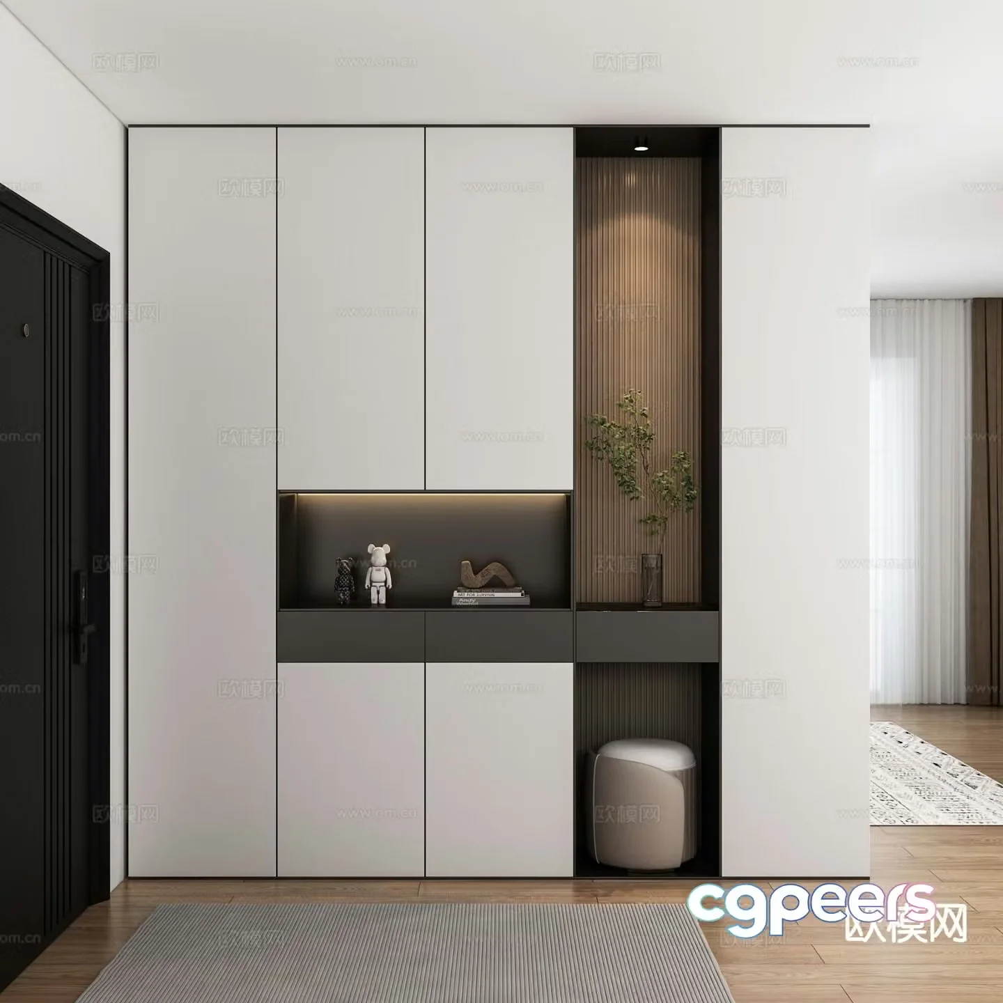 Modern shoe cabinet entrance cabinet 3d model