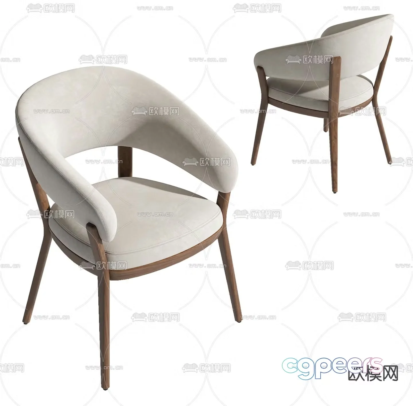 Modern single chair dining chair 3d model