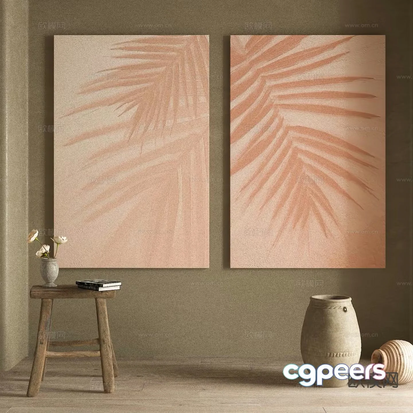 Wabi-sabi painting texture painting decorative painting hanging painting 3D model