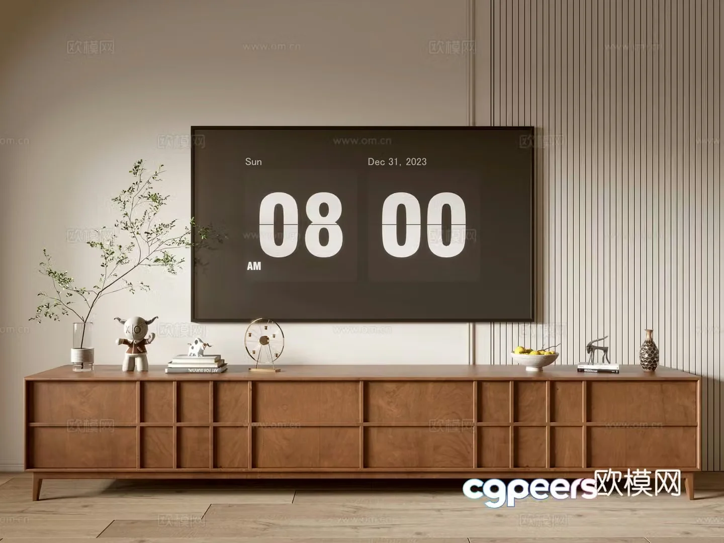 Modern wood grain TV cabinet simple side cabinet chest of drawers low cabinet whole cabinet side cabinet balcony 3D model
