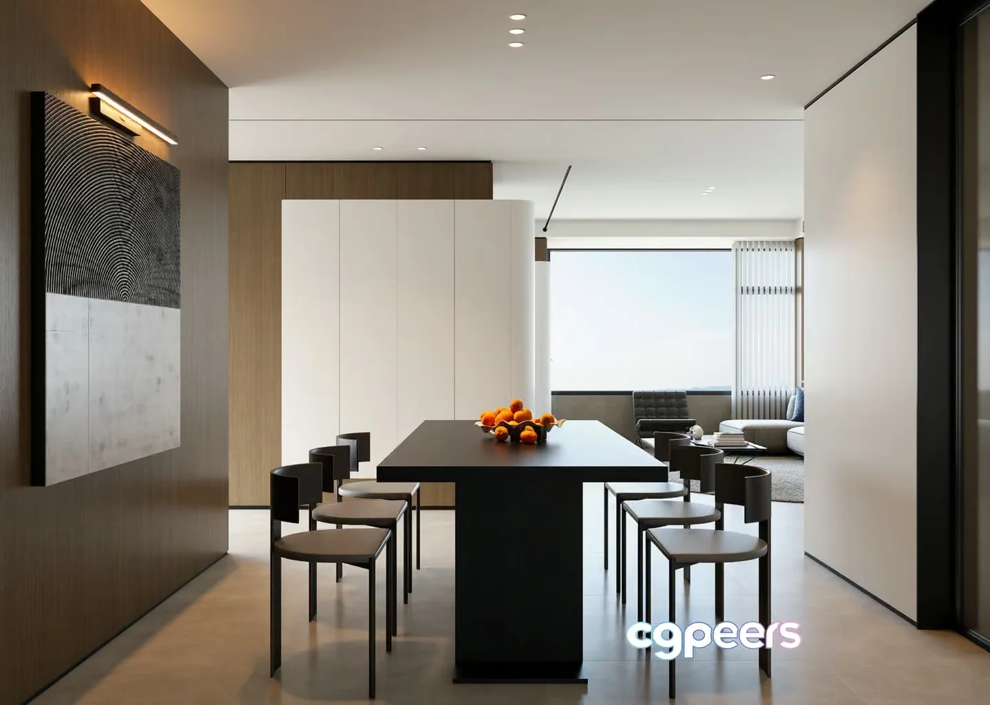 Modern Minimalist Dining Room 3D Model – 11600 – VRAY Render