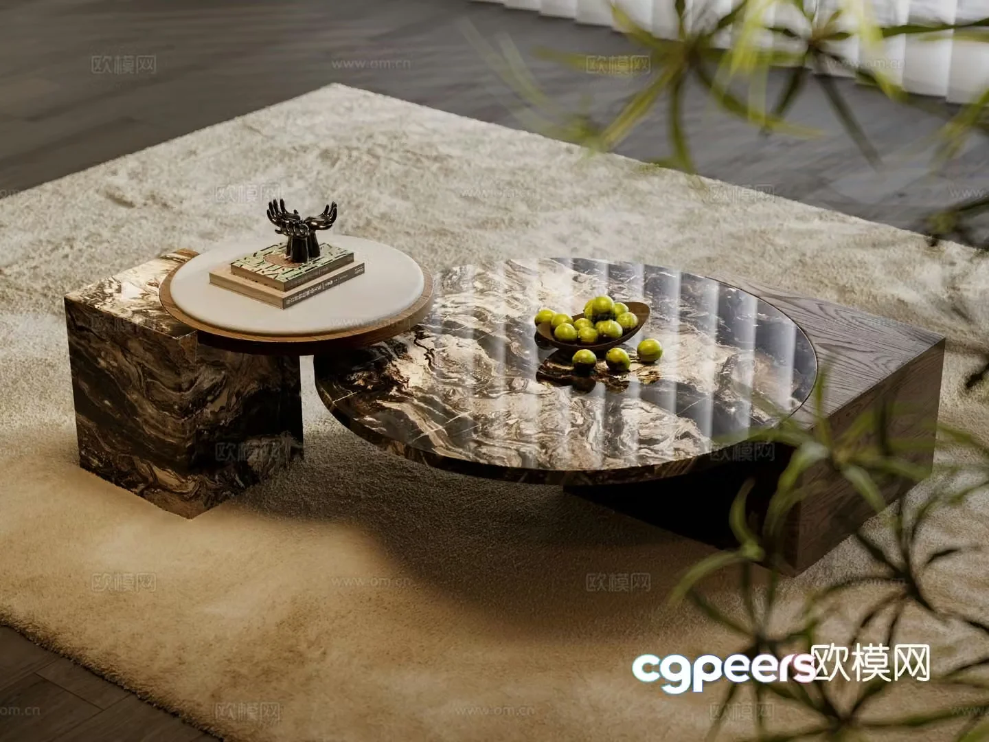 Medieval style coffee table mother-in-law coffee table 3d model