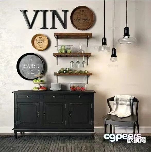 American sideboard 3d model