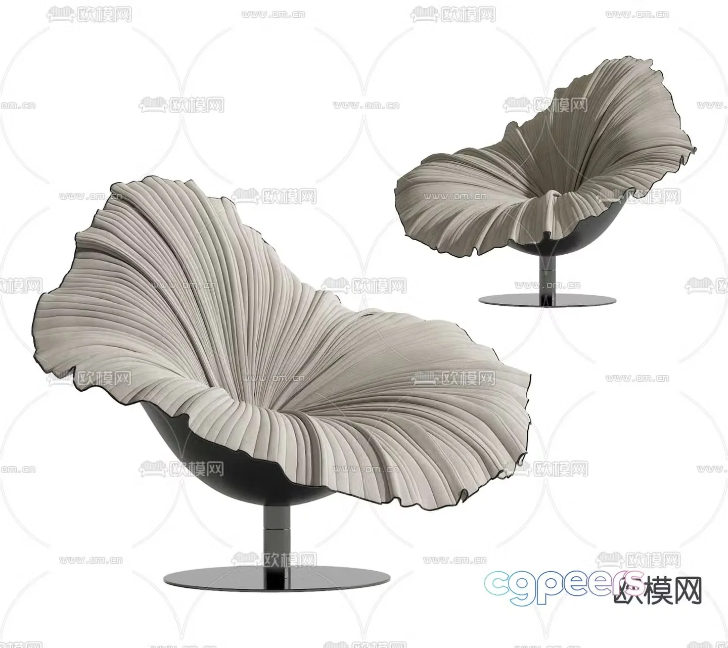 Modern petal chair leisure chair 3d model