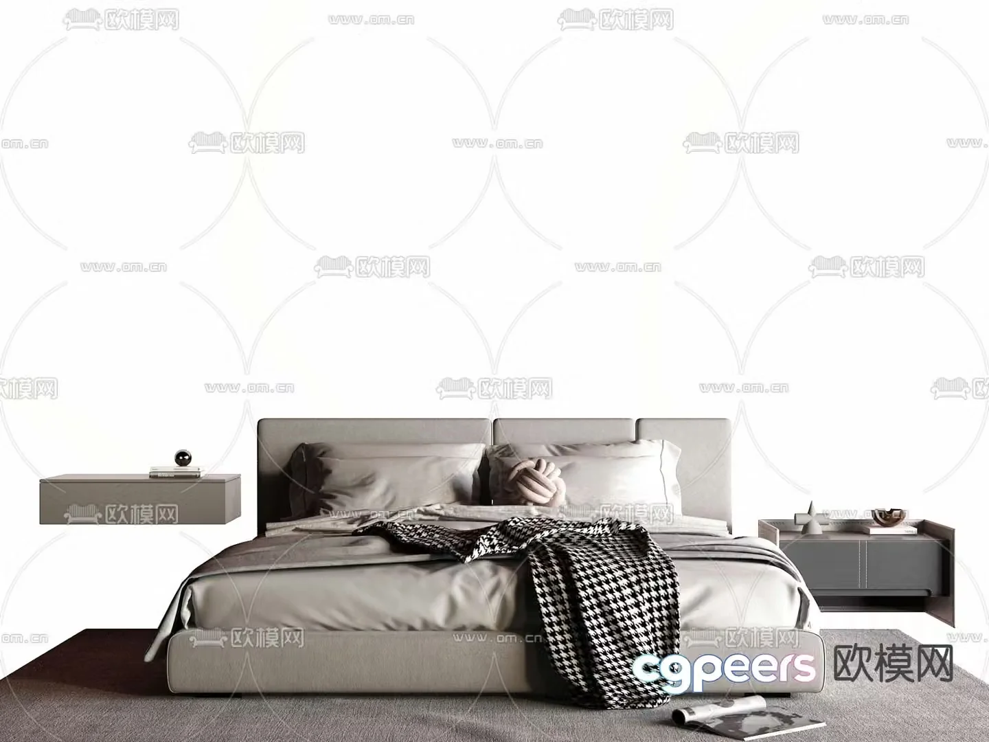 Modern double bed 3d model