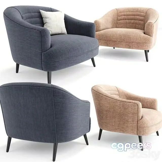 3ds Max Free – Agnes Velvet Mid-Century Armchair