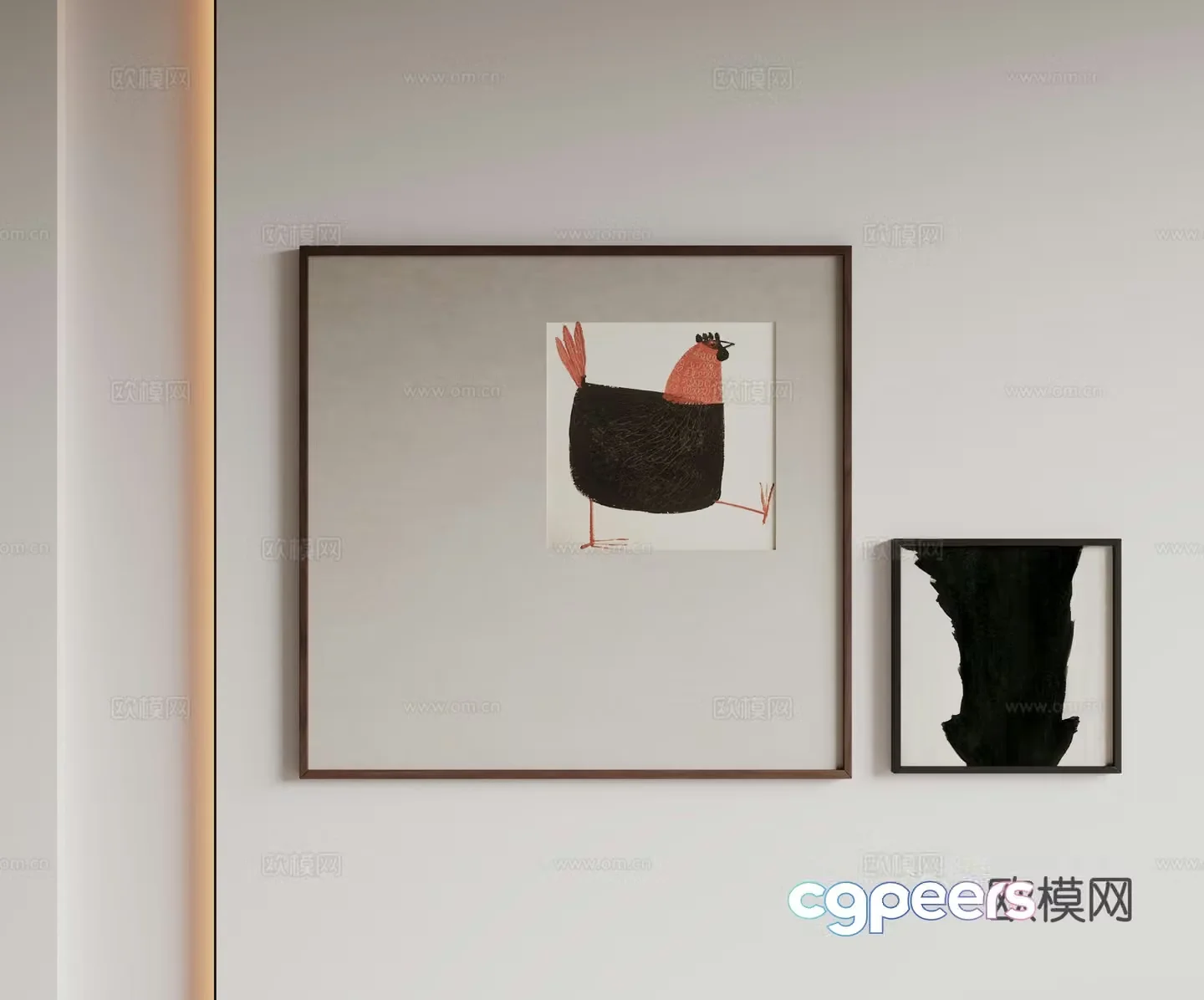 Modern minimalist hanging paintings Wasabi Middle-style hanging paintings Cream style decoration paintings Italian hanging paintings Black White and Gray 3D model