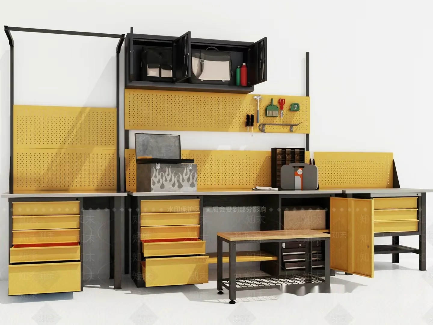 A Yellow And Gray Workbench 3D Model – 19207 – VRAY Render