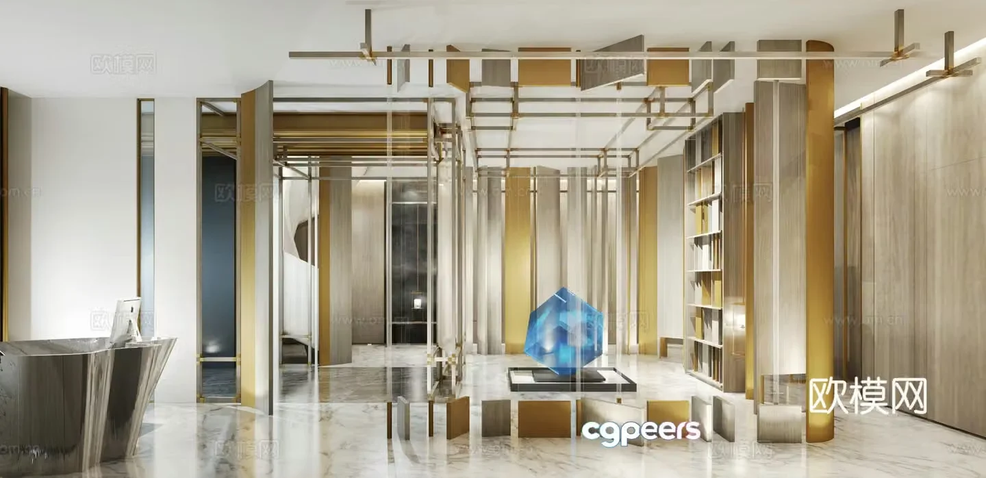 Company foyer front desk reception hall 3D model