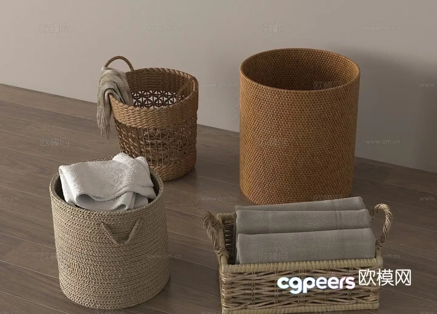 Laundry basket rattan basket bamboo basket dirty clothes basket storage basket storage basket 3D model