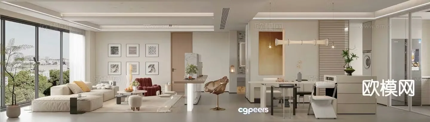 Modern guest restaurant 3d model