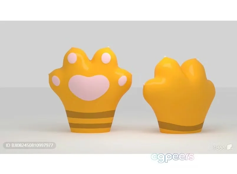 Two Yellow Cat Paw Figurines 3D Model – 3941 – VRAY Render