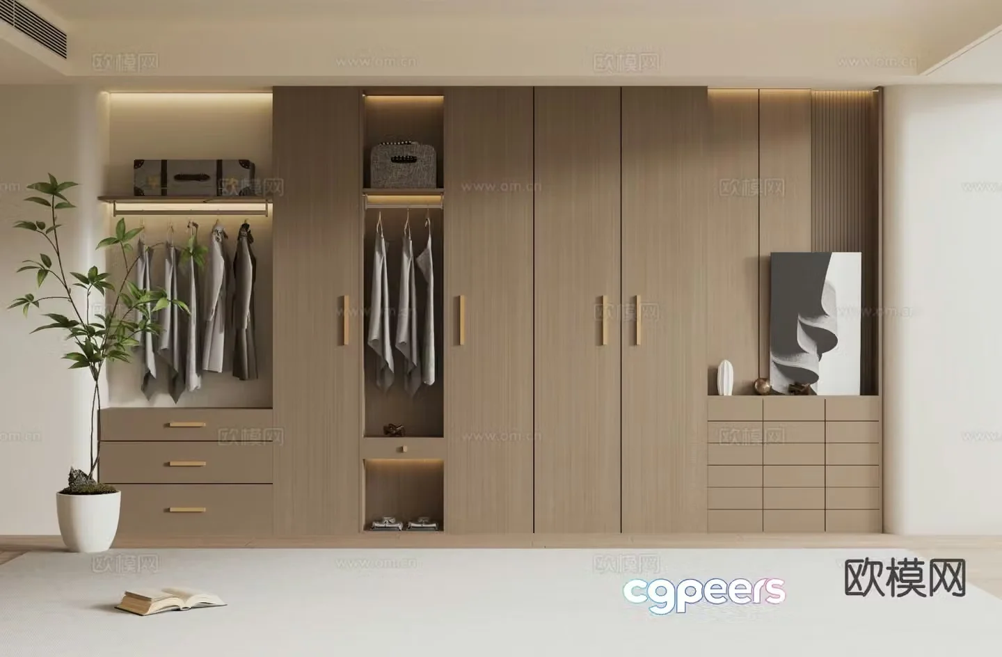 modern wardrobe wooden wardrobe 3d model
