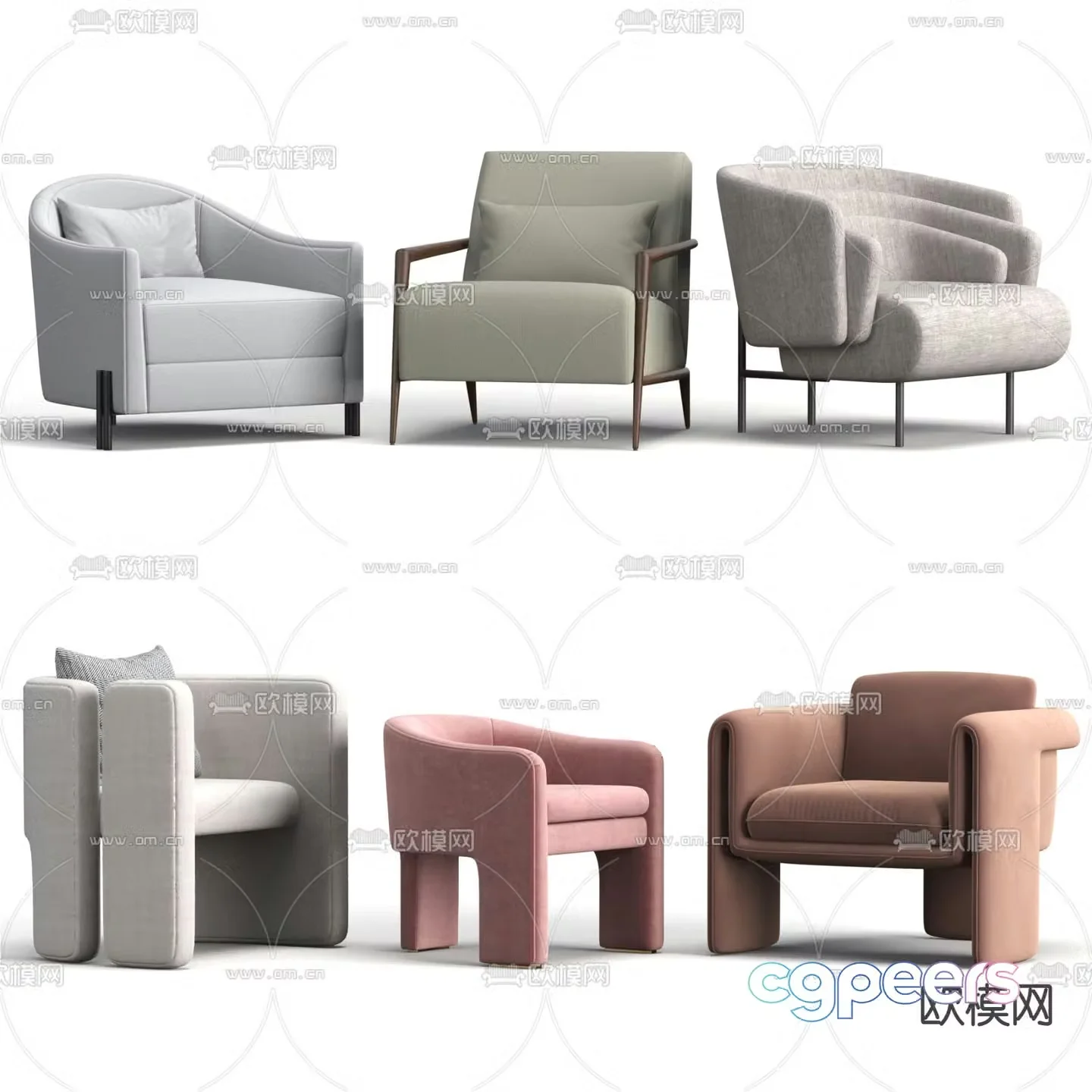 Modern single chair sofa chair leisure chair 3d model