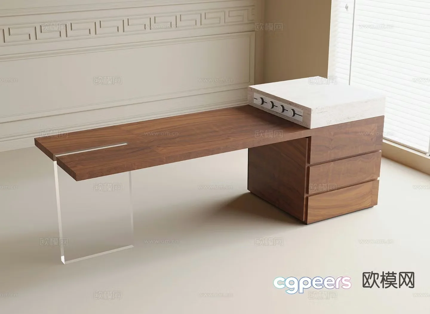 Modern island dining table 3d model