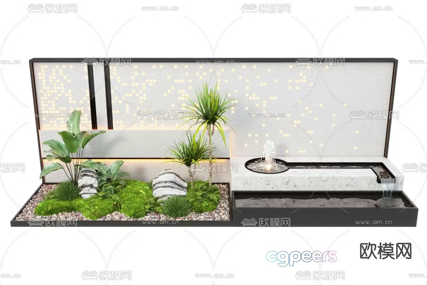 Modern water feature wall 3d model