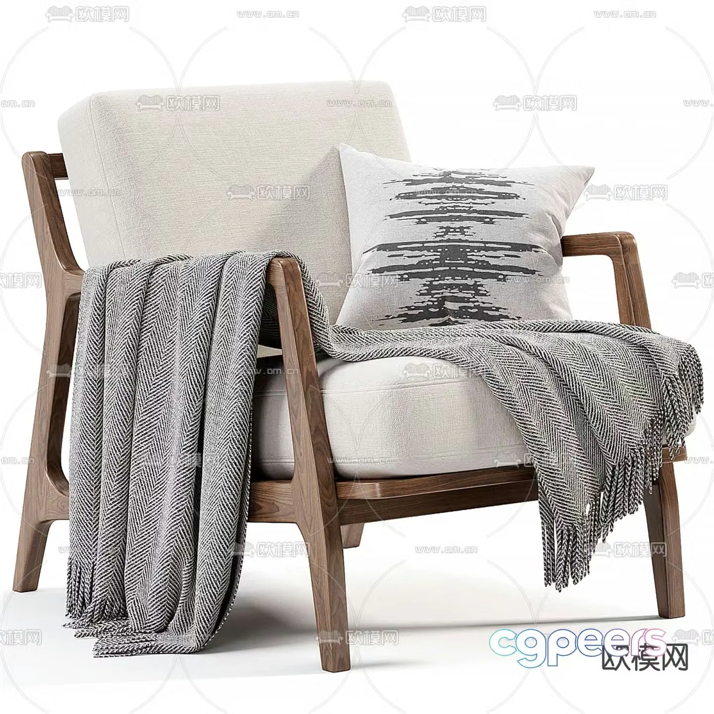 Modern fabric leisure chair 3d model