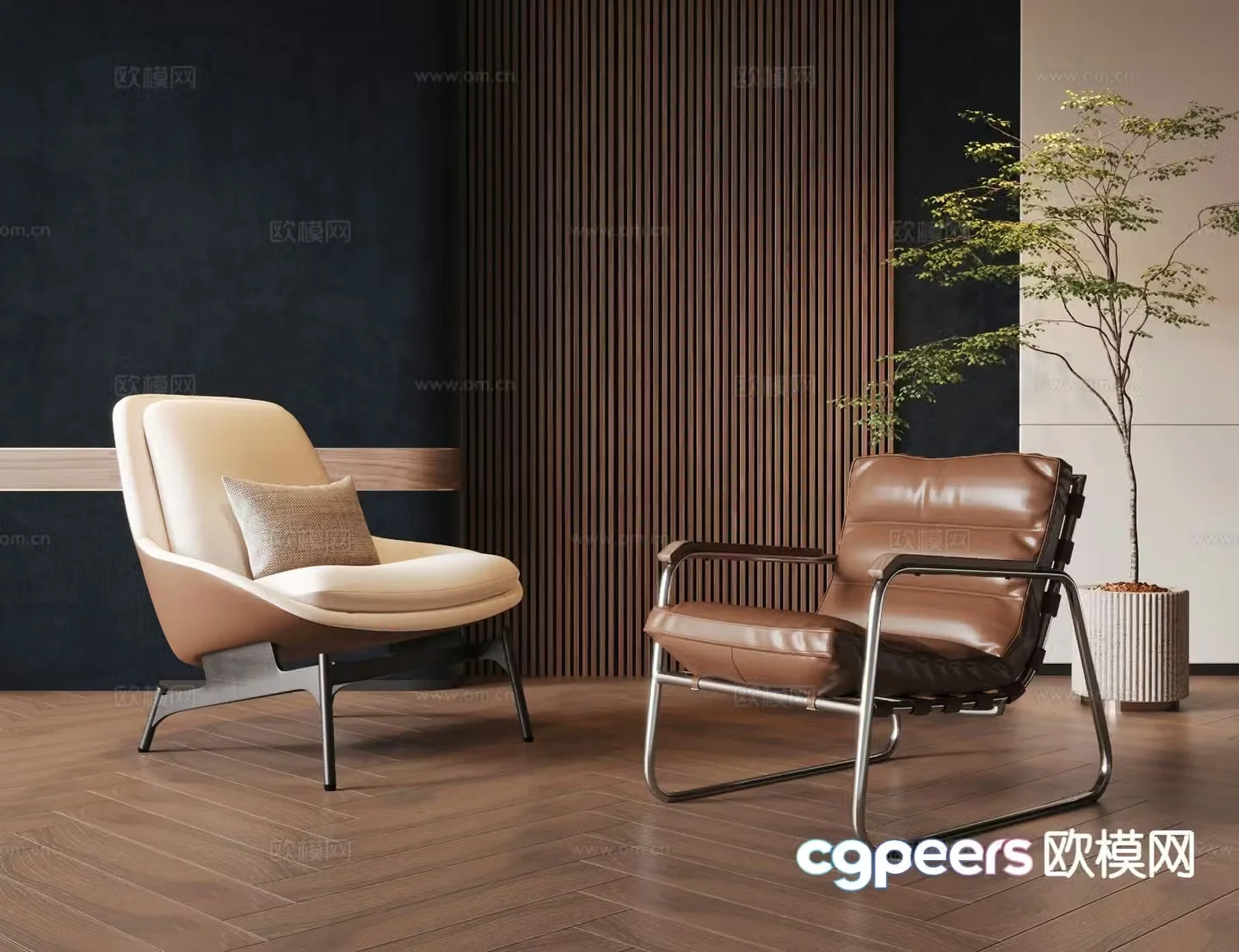 Modern leisure chair leather leisure chair fabric leisure chair 3d model