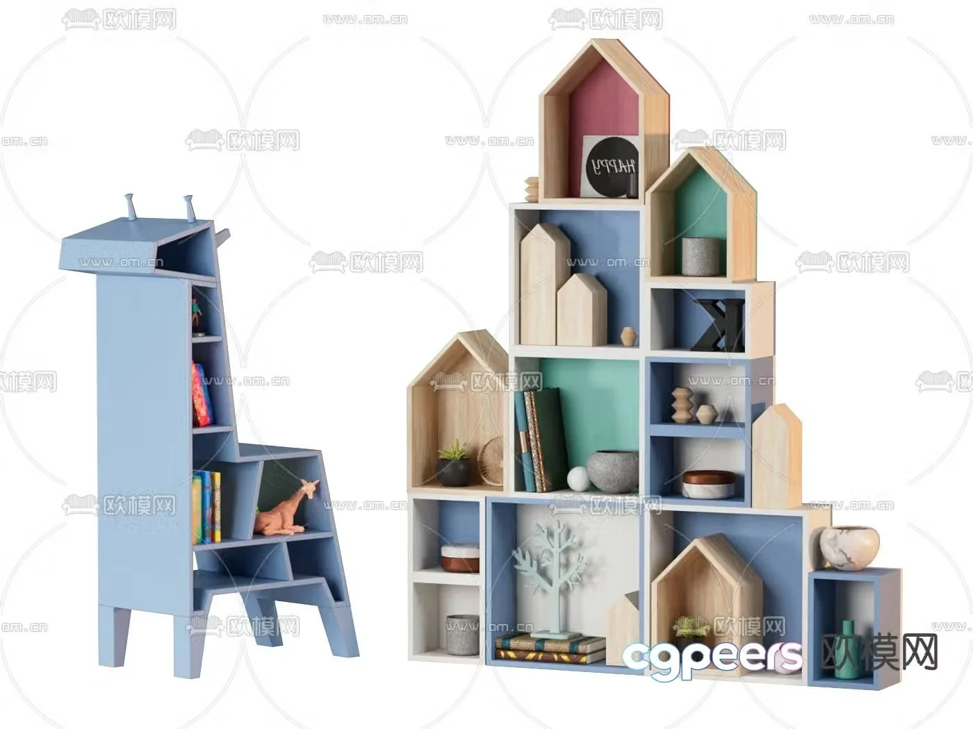 Cartoon children’s storage shelf children’s bookcase 3d model