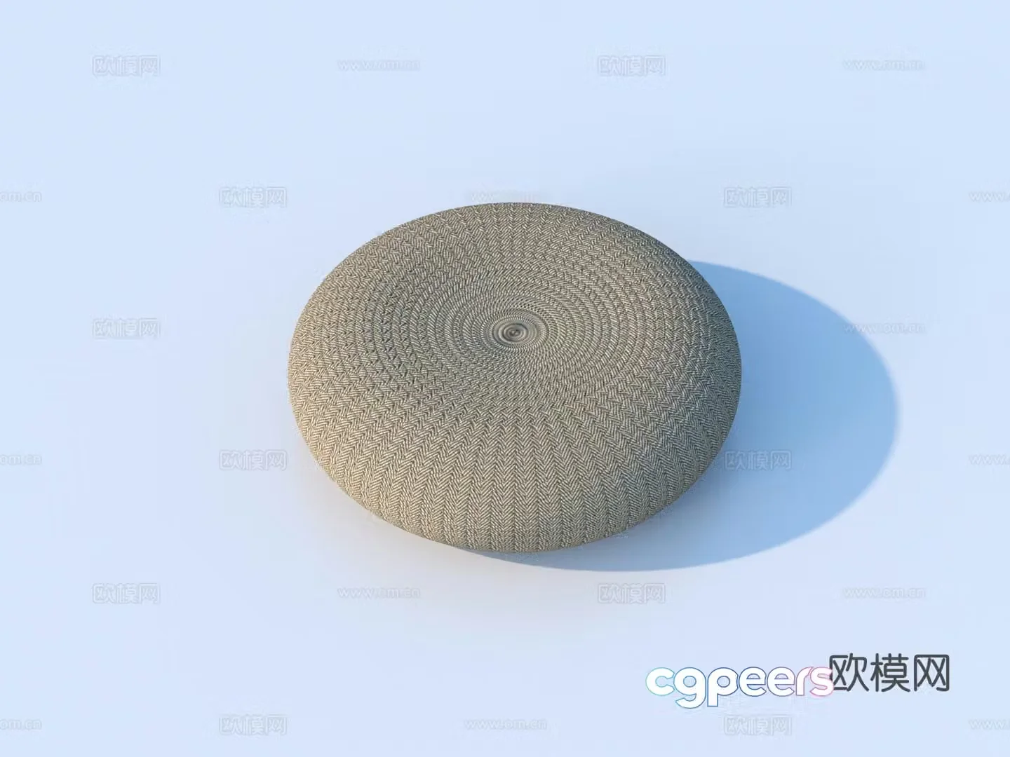 Futon cushion round cushion fabric cushion 3D model