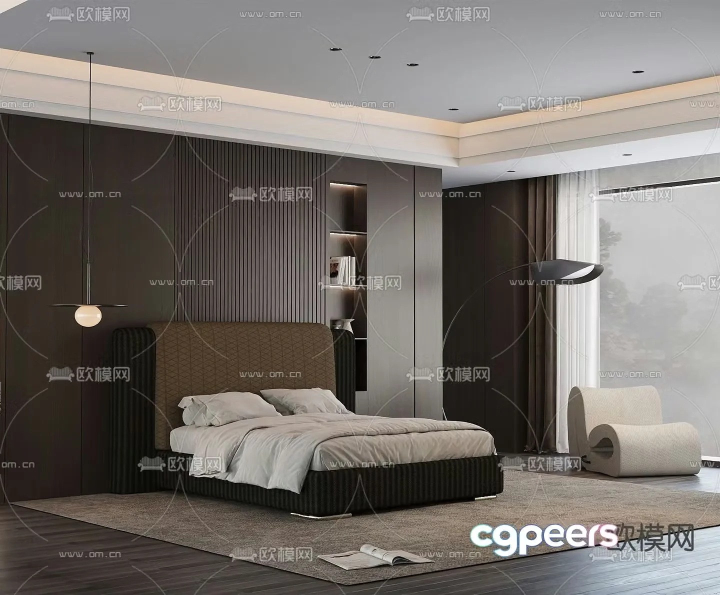 Italian double bed 3d model