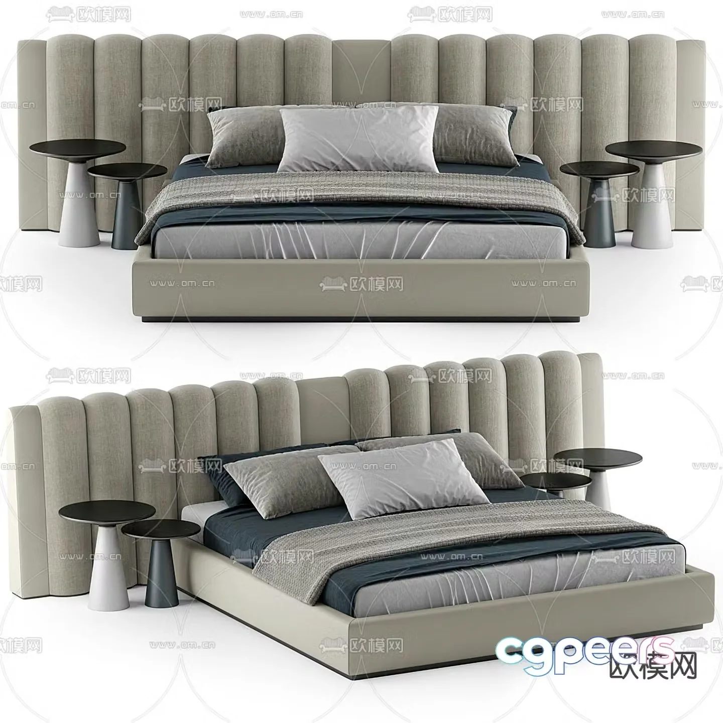 B&B Italia modern fabric double bed 23d model
