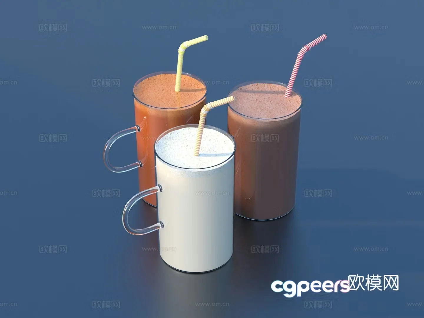 Straw Juice Drink Glass 3D Model