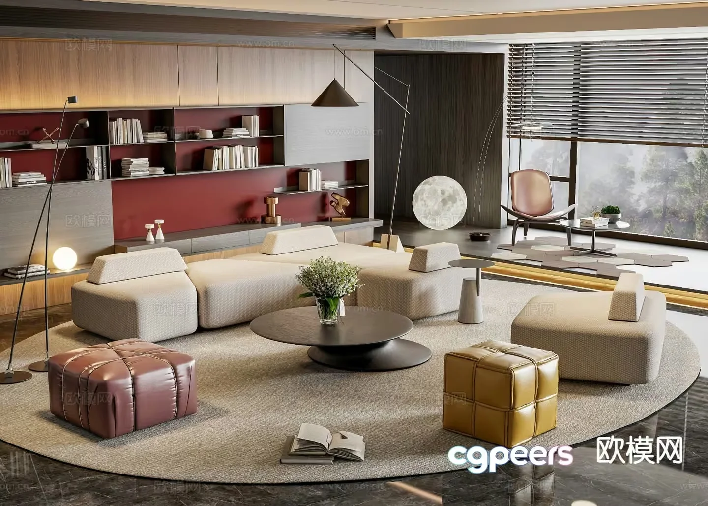 Modern Living Room 3D Model – 11138 – VRAY Render