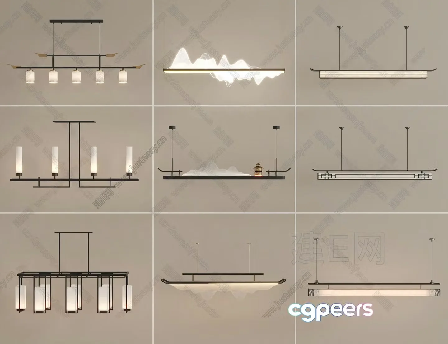 A Long Light Fixture With A Modern Design 3D Model – 2211 – VRAY Render