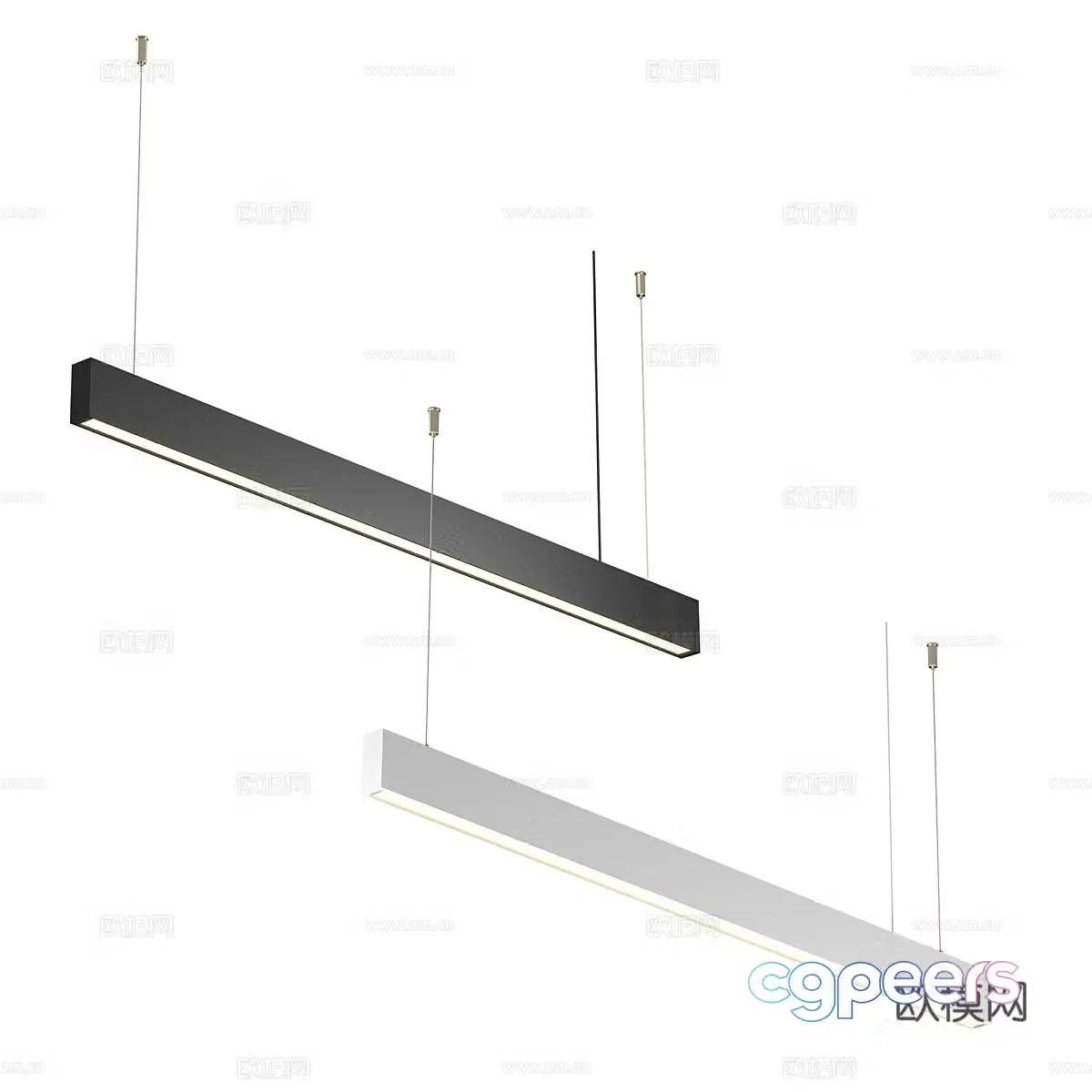 fluorescent light chandelier 3d model
