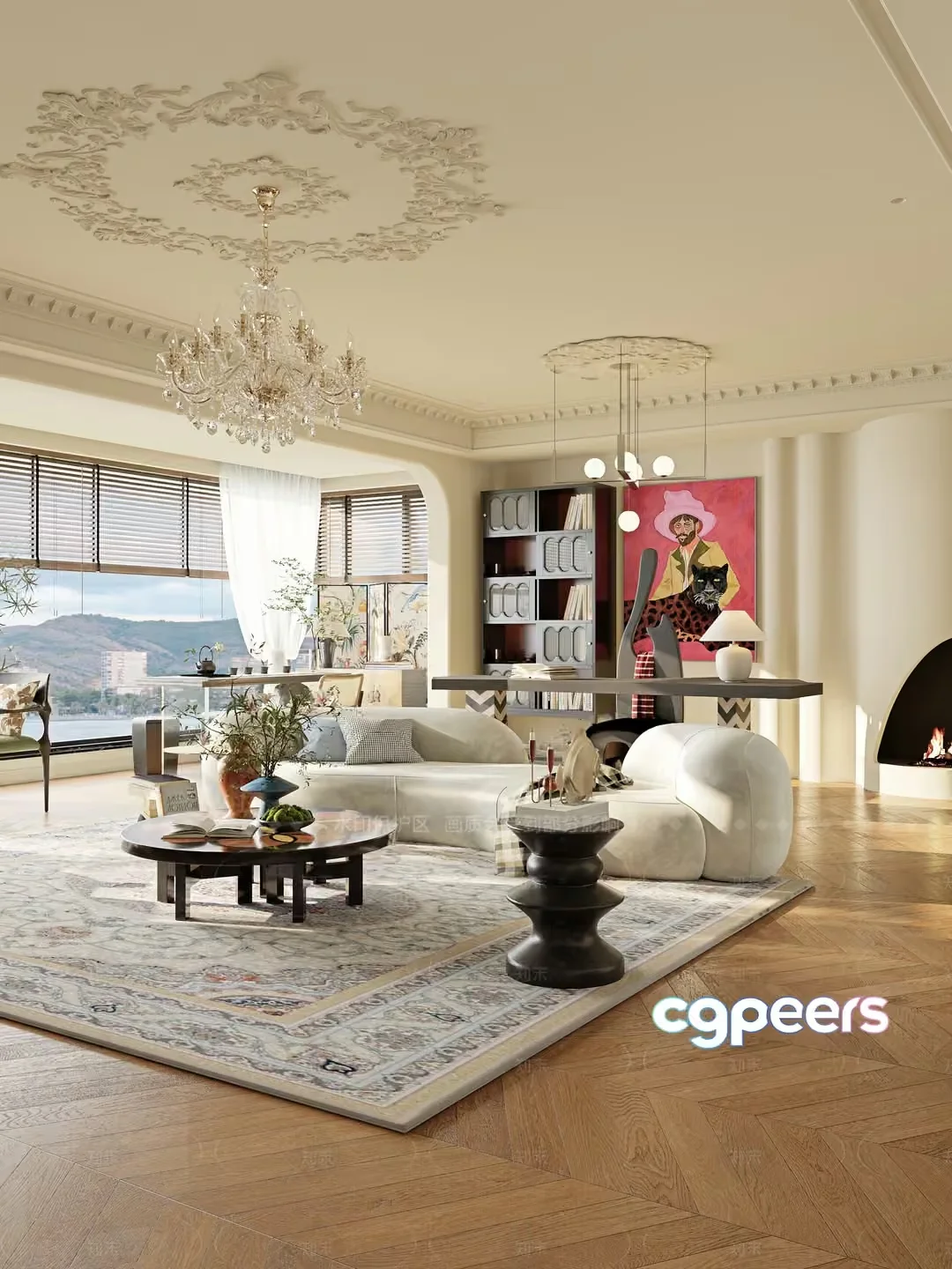 Modern Living Room 3D Model – 208 – VRAY Render