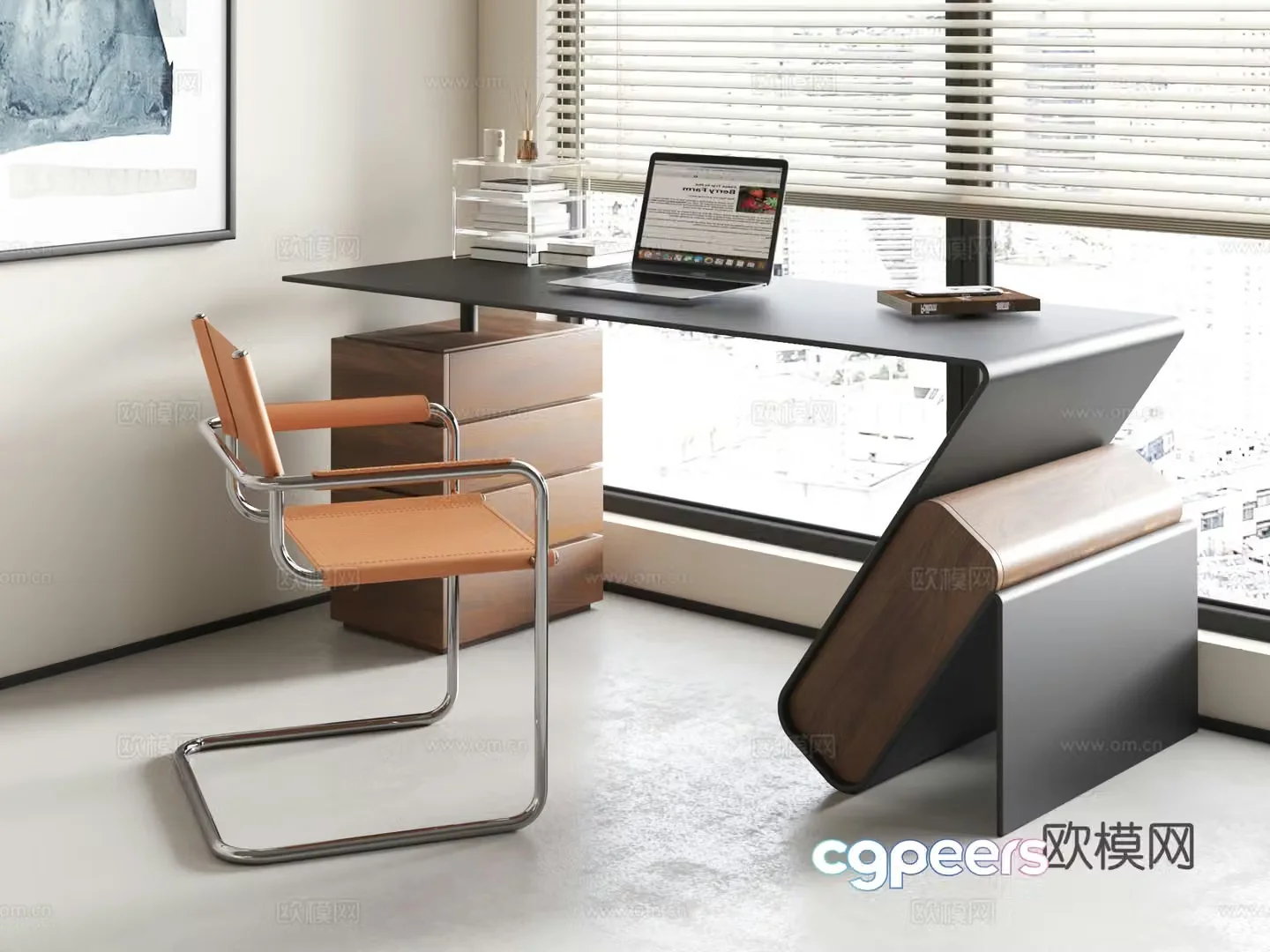 Modern desk and chair Industrial style desk and chair Minimalist desk and chair Light luxury desk and chair Book 3D model