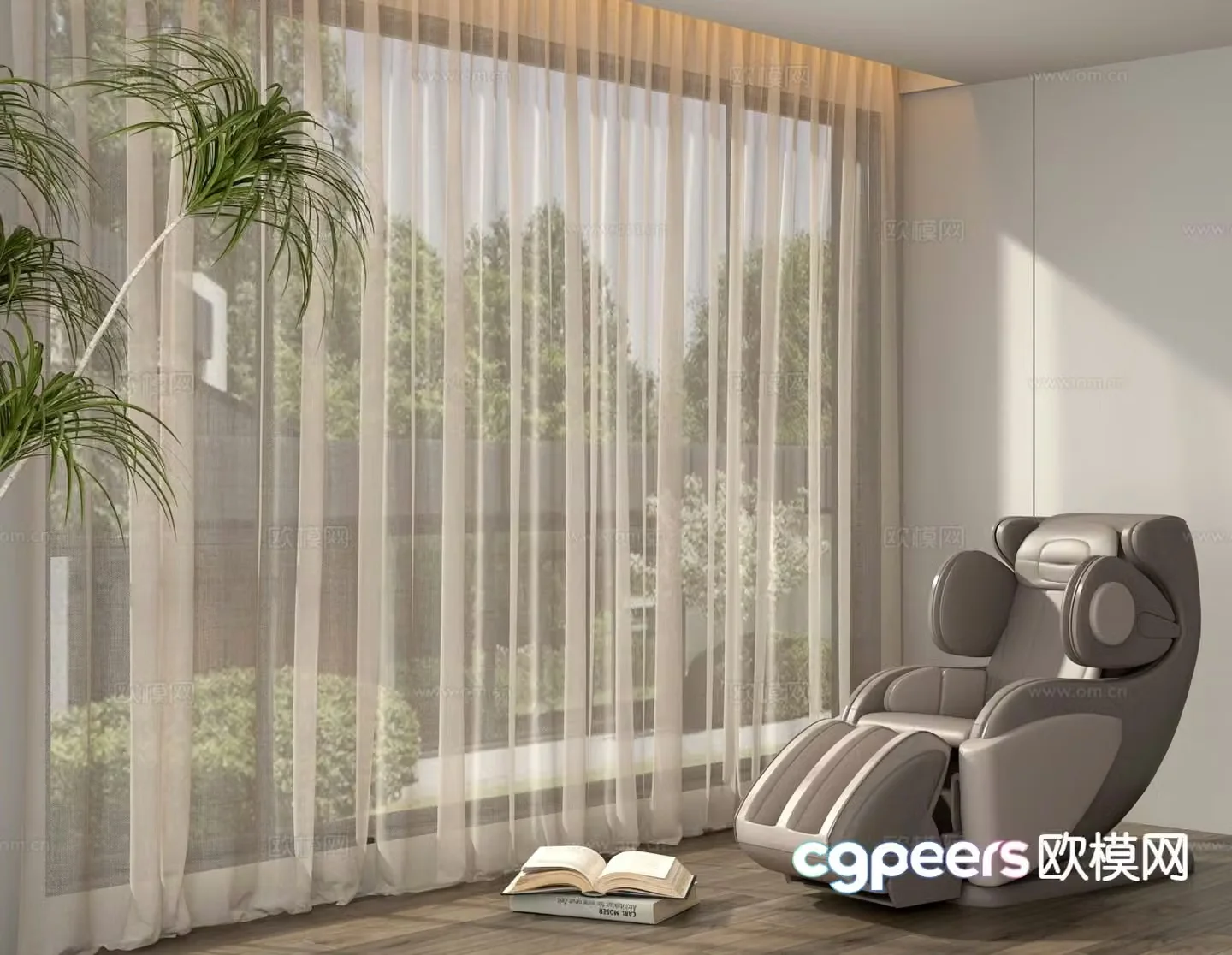 Curtain screen gauze curtain massage chair 3d model