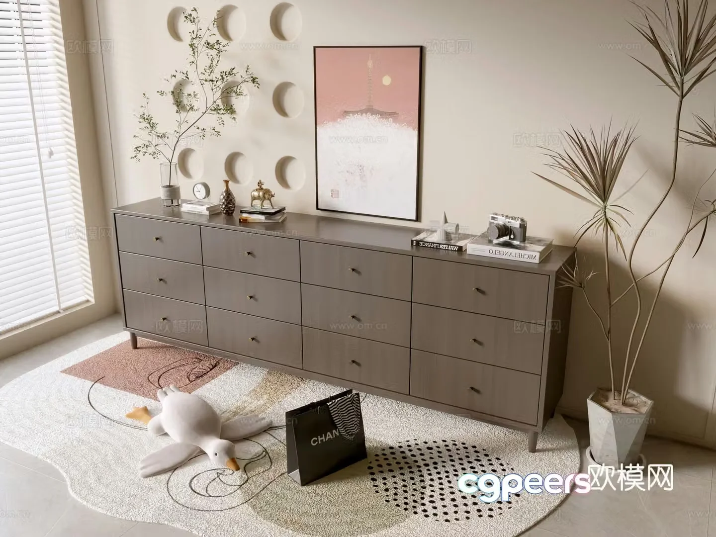 Modern wood grain cabinet minimalist wind cabinet whole cabinet sideboard cabinet balcony cabinet storage cabinet 3d model