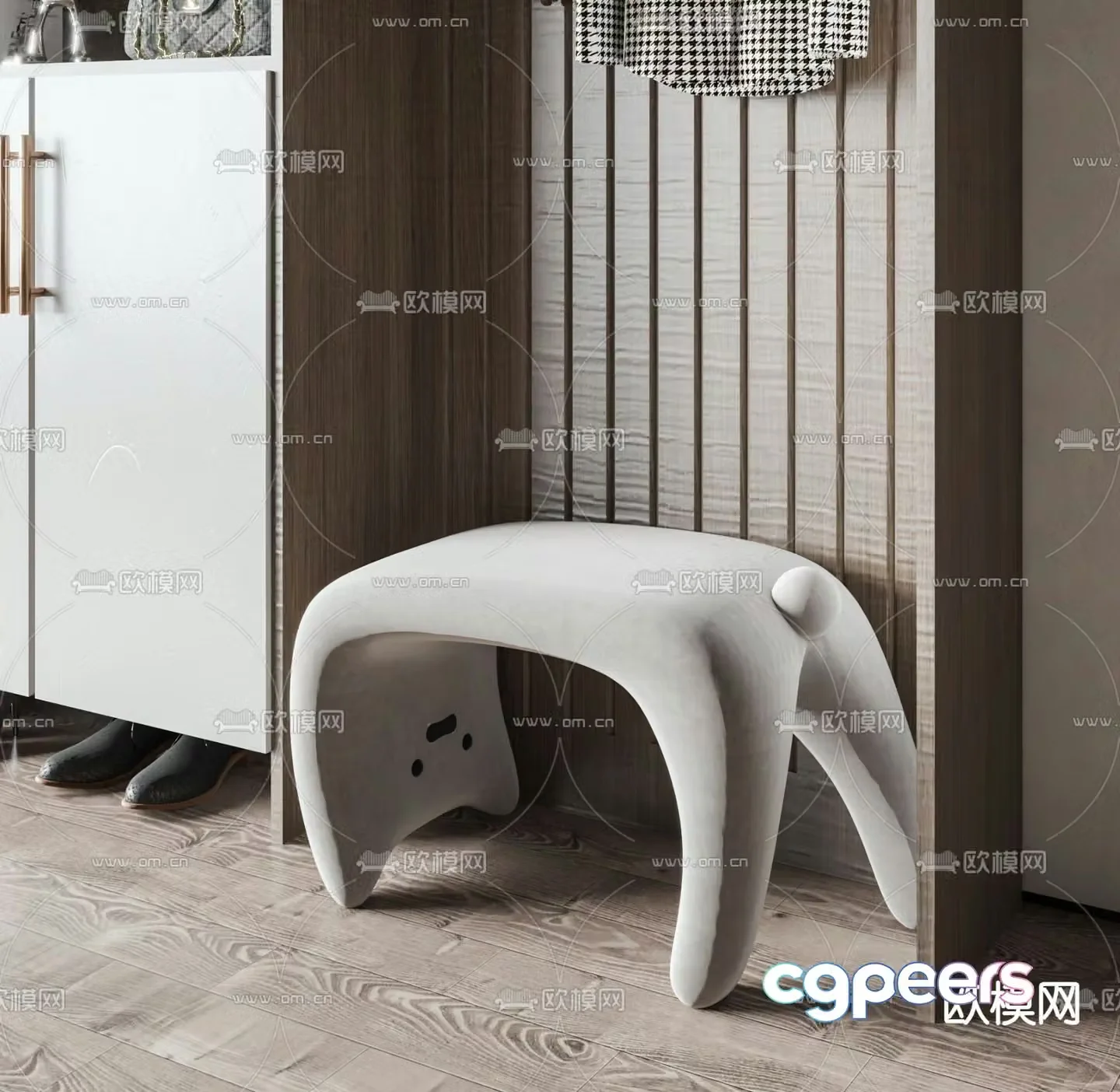 Cat stool shoe changing stool cartoon stool children stool 3d model