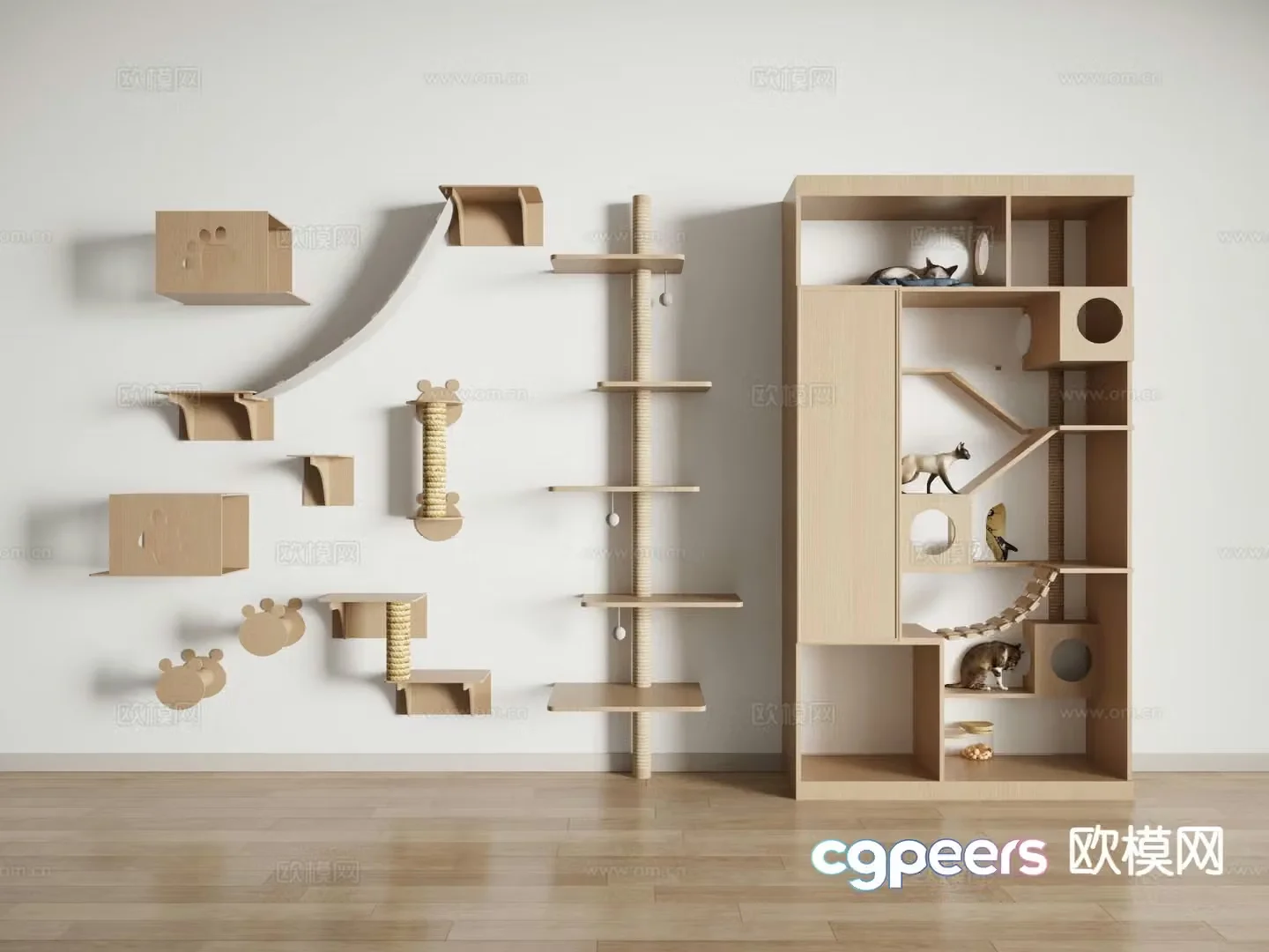 Cat climbing wall cat scratching board cat climbing frame 3D model