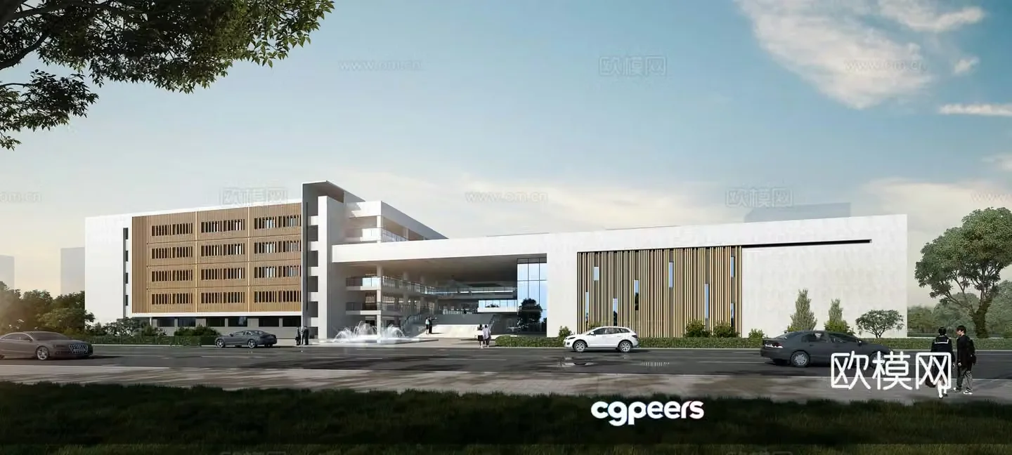 Middle school facade 3d model