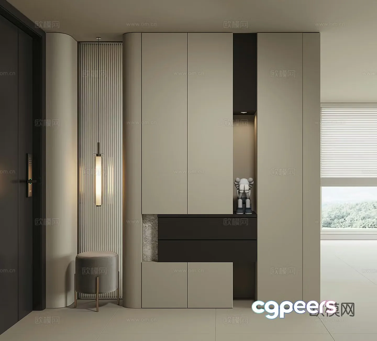 Modern home entrance shoe cabinet 3D model