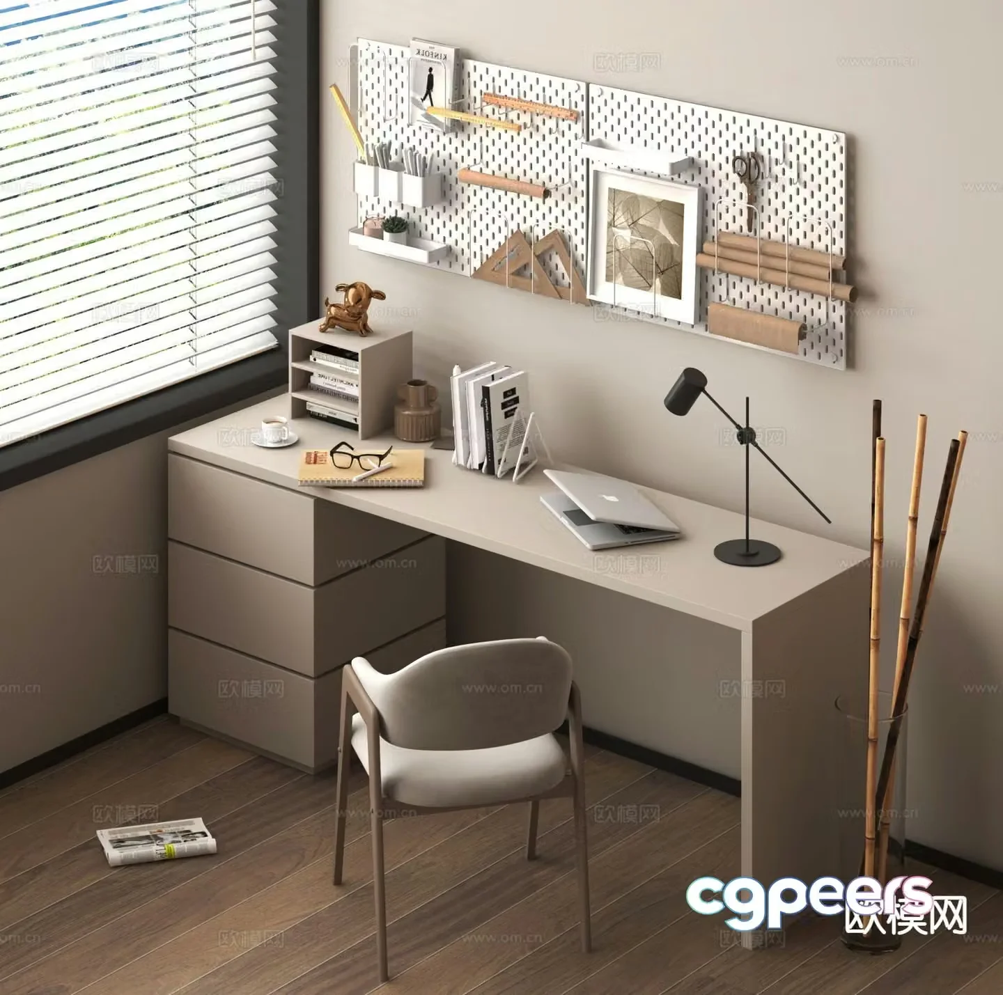 Study table workbench desk computer desk 3d model