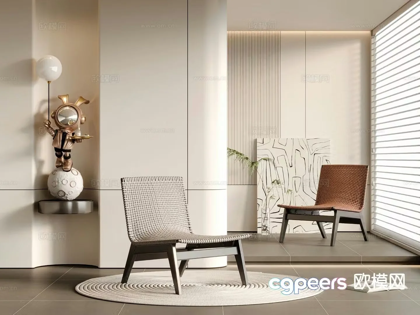 Rattan chair leisure chair 3d model