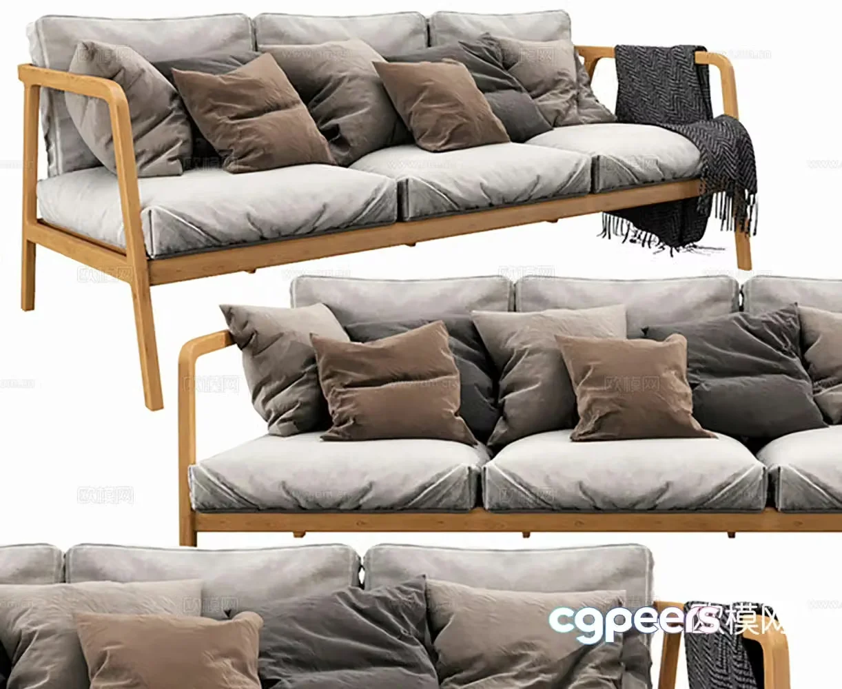 Sofa Three-person sofa Seat Casual sofa 3d model