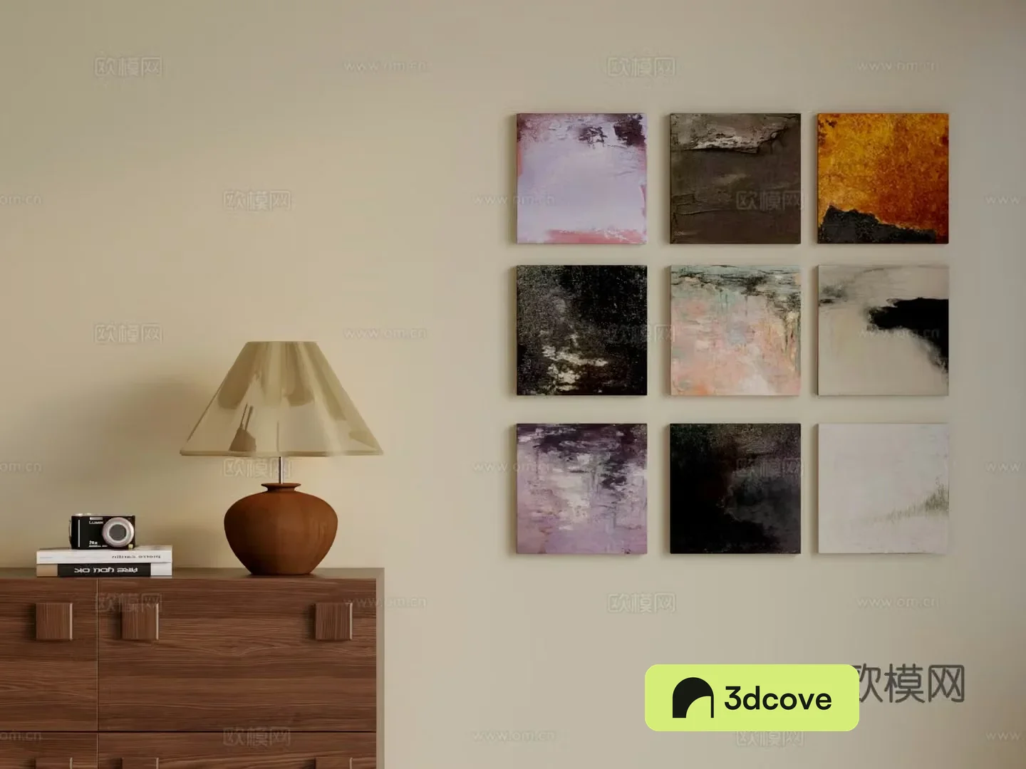 3D model of small hanging paintings in the middle style of Wasabi