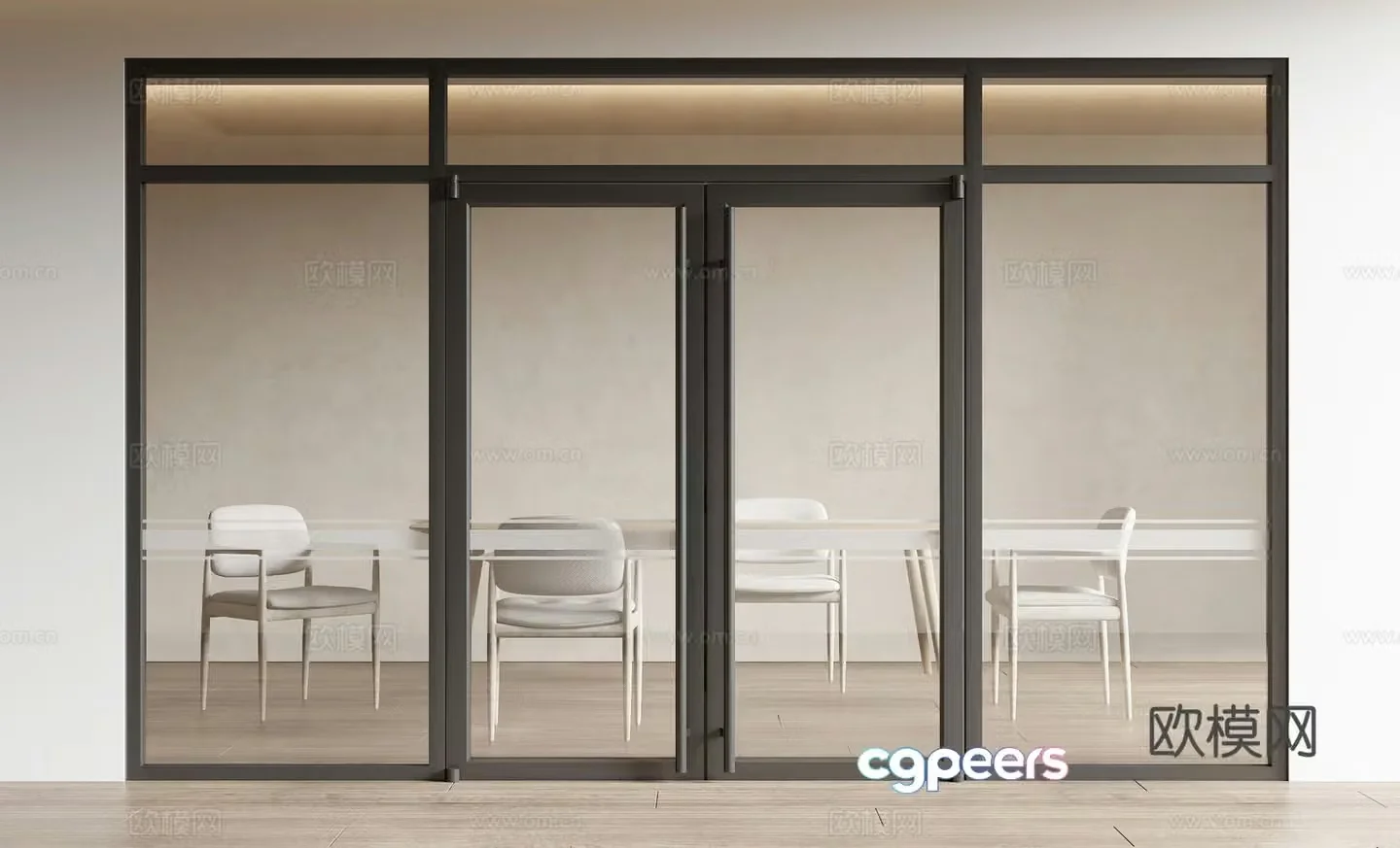 Modern glass door shop door 3d model