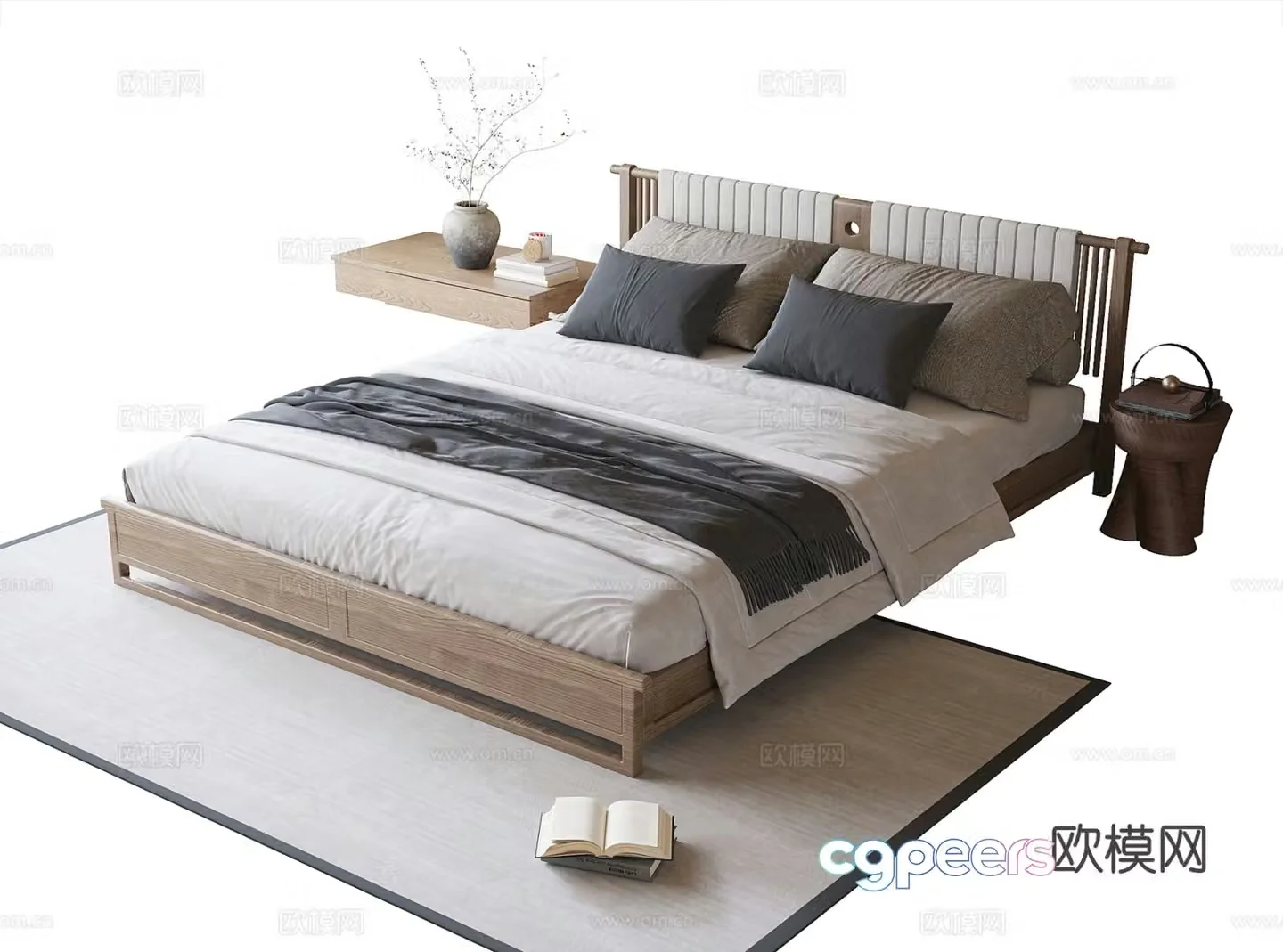 Modern double bed 3d model