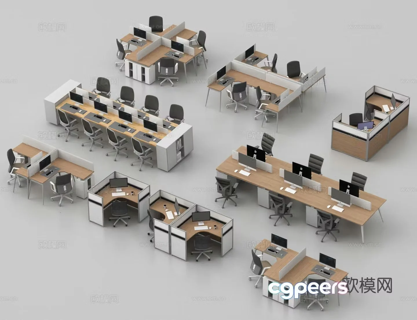 Office desk chair work bench station position position 3d model