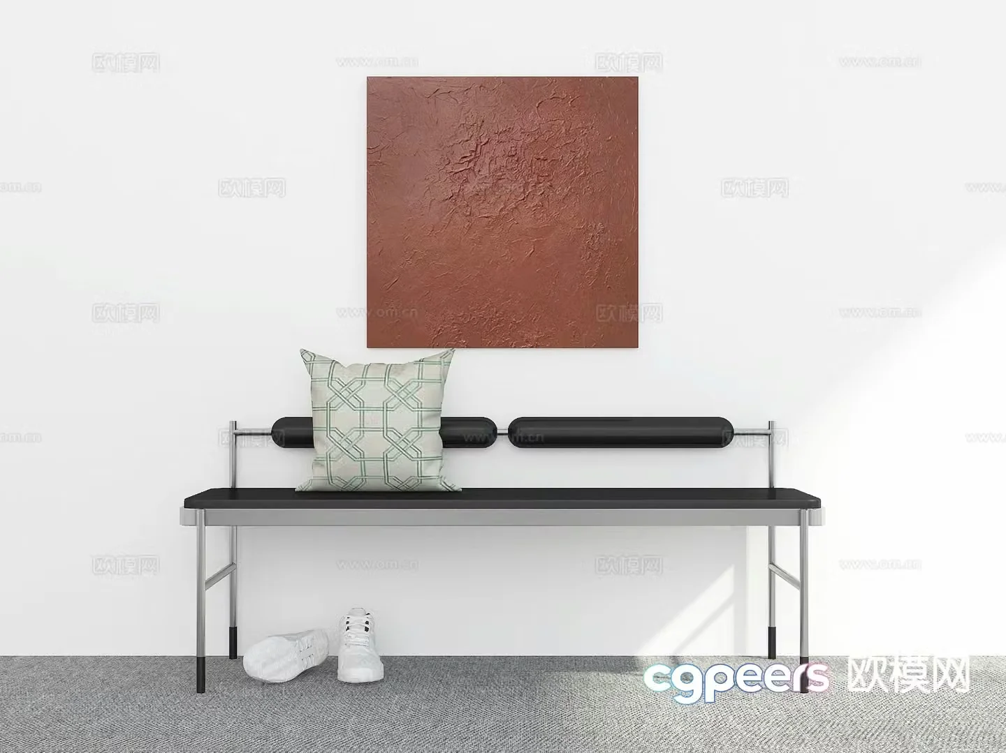Modern bench shoe changing stool 3d model