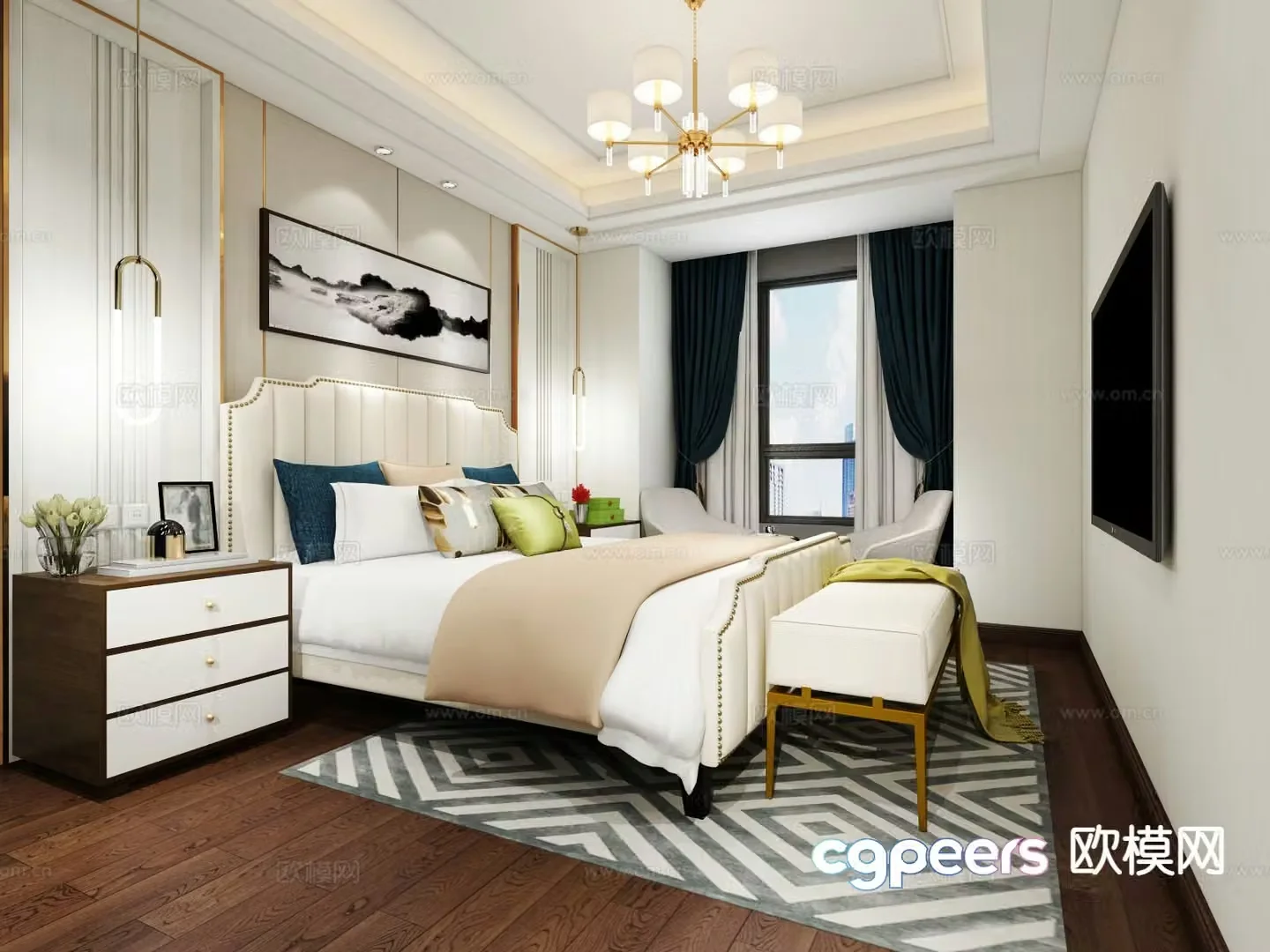Simple European bedroom master bedroom 3d model