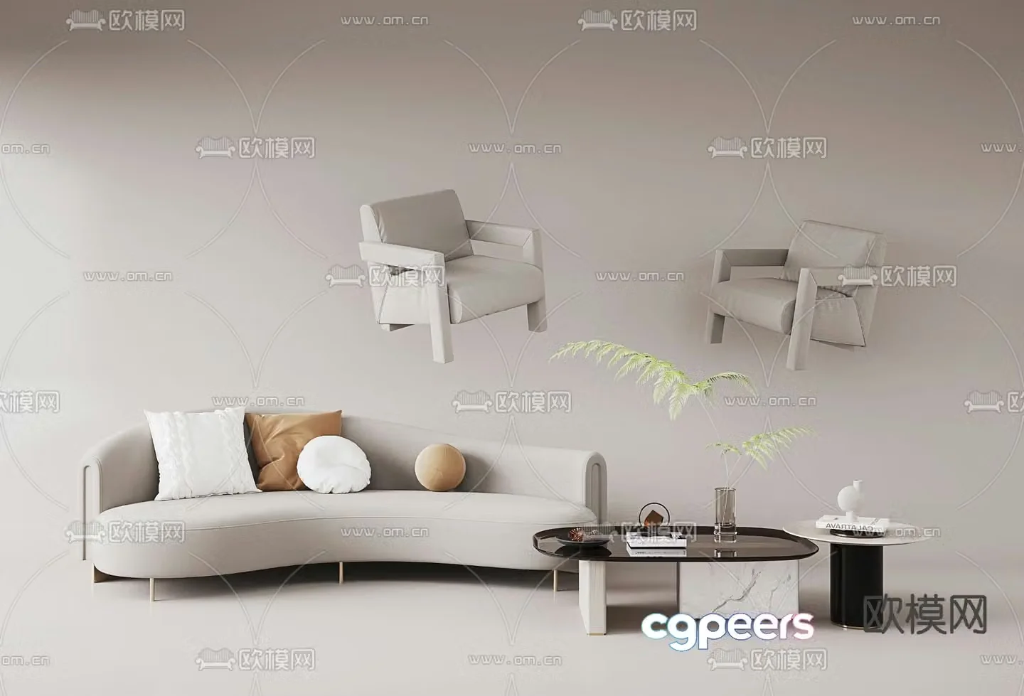 Modern modular sofa curved sofa 3d model