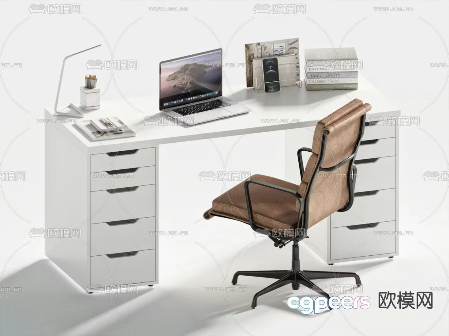 Modern office desk executive desk 3d model